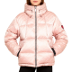 Pink Satin Puffer Jacket with Heart Detail