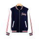 Navy and White Striped Varsity Jacket