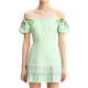 Mint Green Off-Shoulder Dress with Lily of the Valley Embroidery