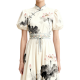 Ivory Cheongsam Dress with Lotus Print