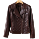 Burgundy Quilted Leather Biker Jacket