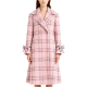 Pink Plaid Wool Coat with Bow Embroidery Cuffs